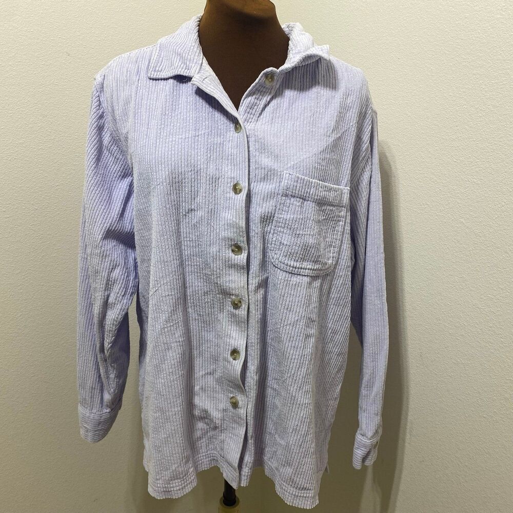 LL Bean Shirt Women's Large Corduroy Button Down Shacket